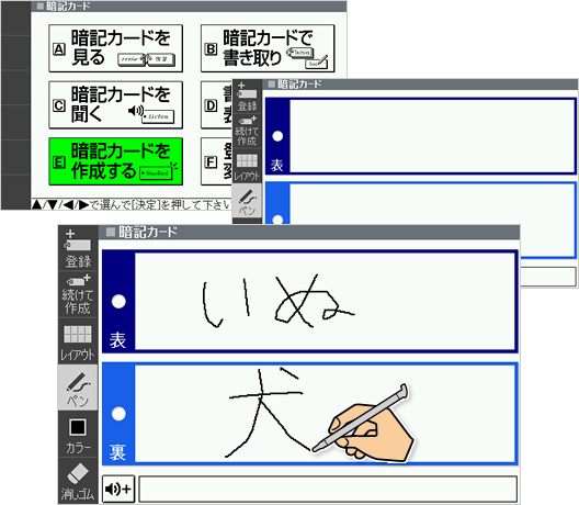 暗記カードをつかう Casio Asean学習者向け日本語学習機 E A10